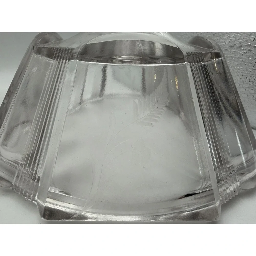 Antique EAPG Adams‎ & Co. Clear Ribbon #300 Covered Compote Floral Etched 1880s